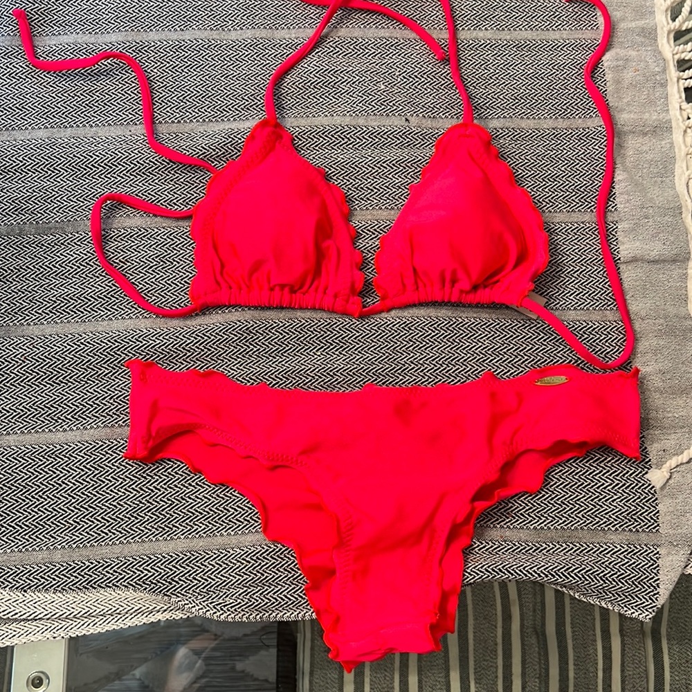 Luli Fama Wavey Red Bikini Small